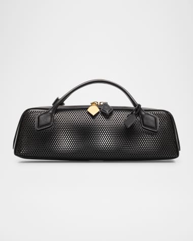 ALAIA Le Teckel Clutch Bag in Fishnet Leather
