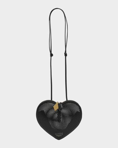 ALAIA Le Coeur Crossbody Bag in Fishnet Leather