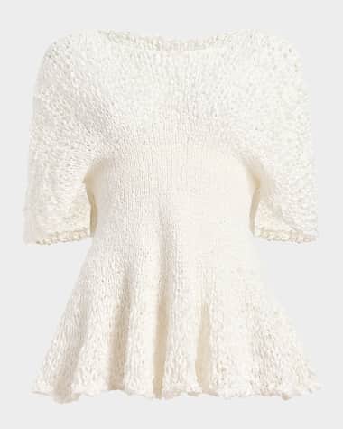 Khaite Mathilde Peplum Batwing Cotton Top