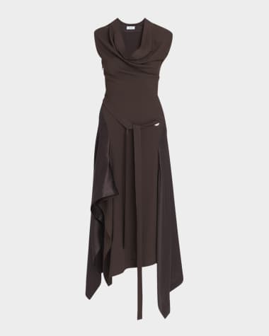 Ferragamo Handkerchief Hem Stretch Cady Dress
