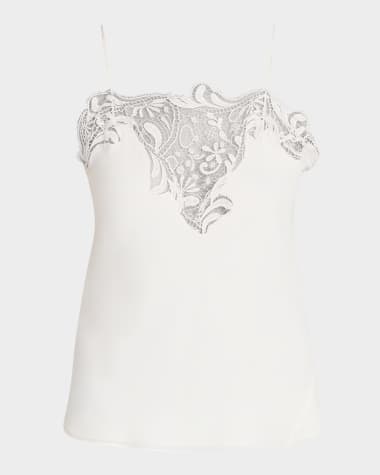 Ferragamo Macrame Lace Crepe De Chine Cami