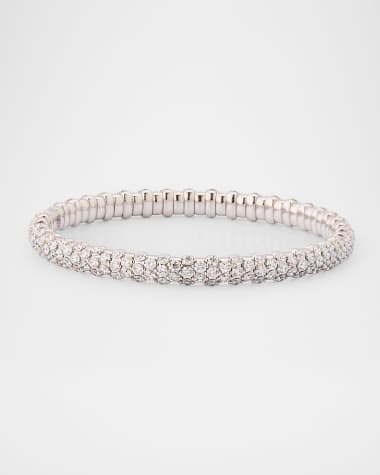 ZYDO 18K White Gold Stretch Bracelet with Diamonds, 6.75"L