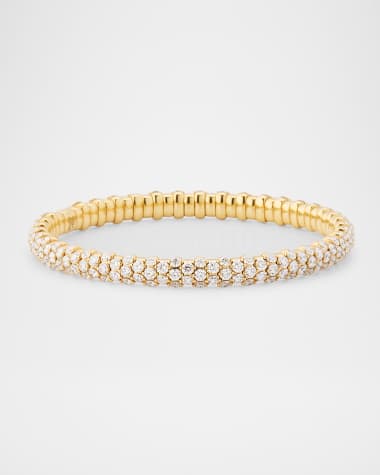 ZYDO 18K Yellow Gold Stretch Bracelet with Diamonds, 6.75"L