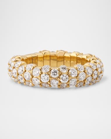 ZYDO 18K Yellow Gold Stretch Ring with Diamonds, Size 6