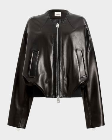 Khaite Hewit Zip-Cuff Leather Jacket