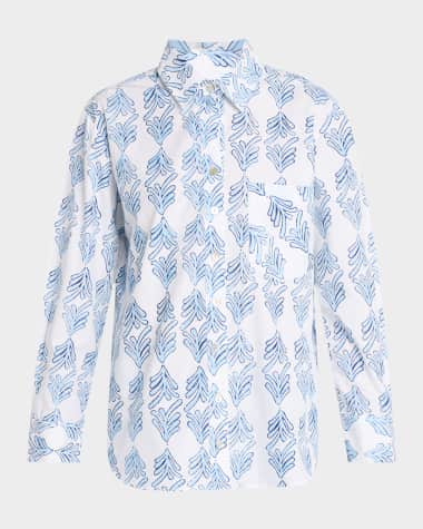 Finley Andie Leaf-Print Cotton Shirt