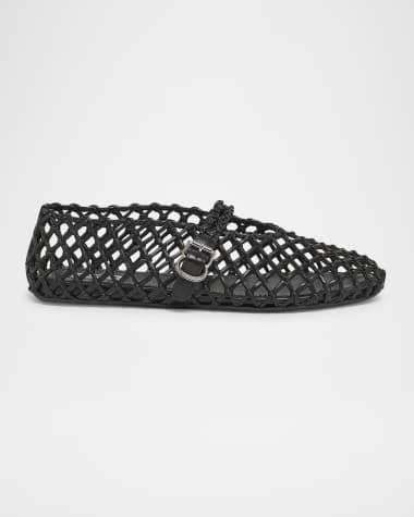 ALAIA Leather Net Mary Jane Ballerina Flats