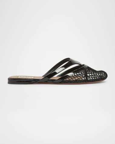 ALAIA Net Leather Thong Mules