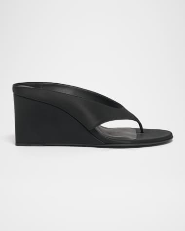 ALAIA Satin Wedge Thong Mules
