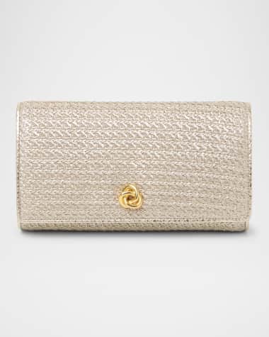 MICHELLE WILHITE Olivia Flap Woven Metallic Clutch Bag