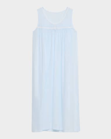 Celestine Betty Ruched Lace-Trim Cotton Nightgown