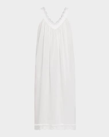Celestine Conny-1 Ruched Lace-Trim Cotton Nightgown