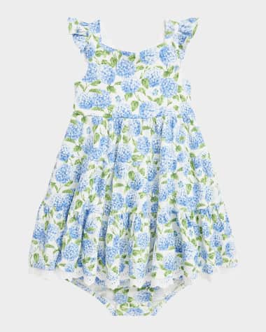Ralph Lauren Childrenswear Girl's Floral-Print Dress W/ Bloomers, Size 3M-24M