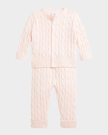 Ralph Lauren Childrenswear Kid's Cotton Cable Knit Sweater & Pants Set, Size Newborn-24M