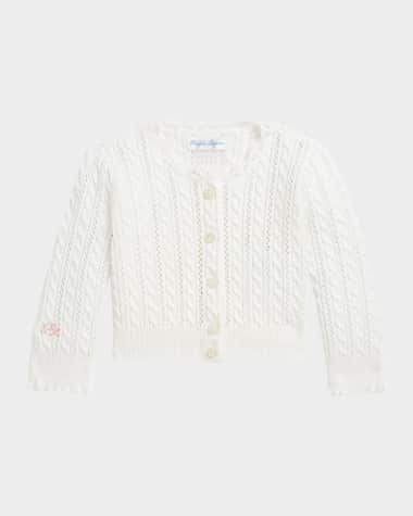 Ralph Lauren Childrenswear Girl's Mini Cable Knit Cardigan, Size 3M-24M