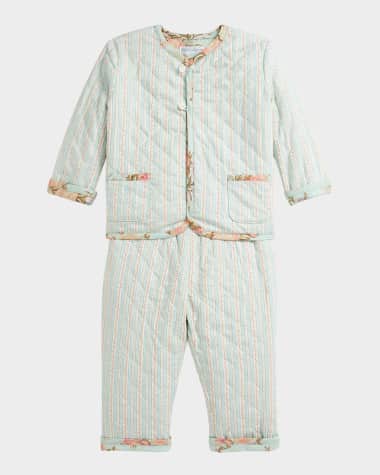Ralph Lauren Childrenswear Girl's Quilted Floral-Print Reversible Two-Piece Set, Size 3M-24M