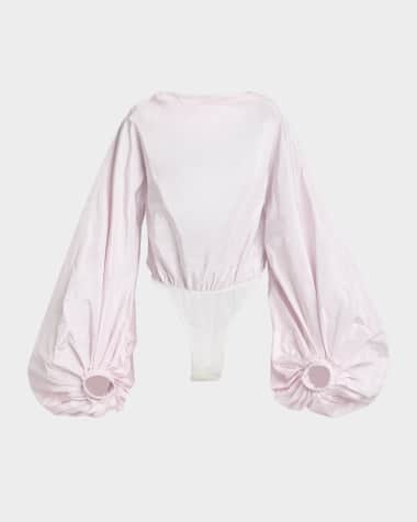 ALAIA Puff-Sleeve Backless Bodysuit