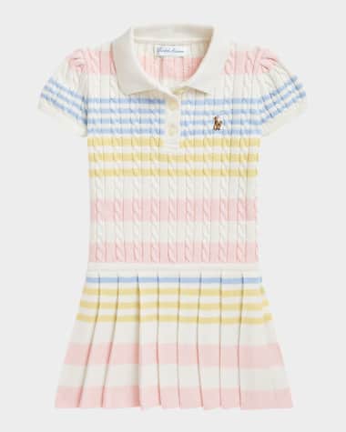 Ralph Lauren Childrenswear Girl's Striped Cable Knit Combo Dress, Size 3M-24M