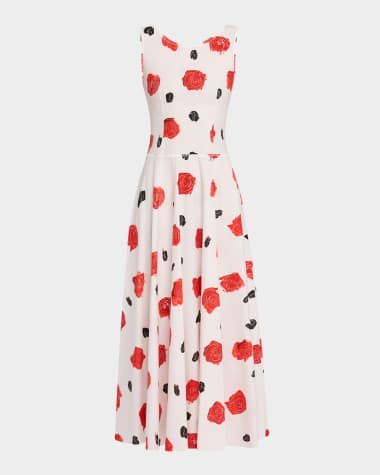 Marni Rose-Print Bustier Ankle Dress