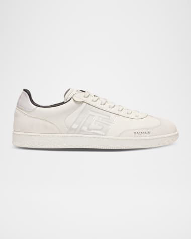 Balmain Men's Swan Tonal Calfskin Low-Top Sneakers