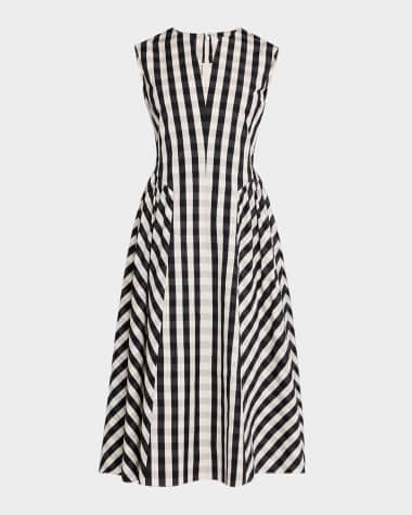 Tanya Taylor Candace Check Sleeveless Midi Dress
