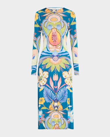 Marie Oliver Vaughn A-Line Floral-Print Maxi Dress