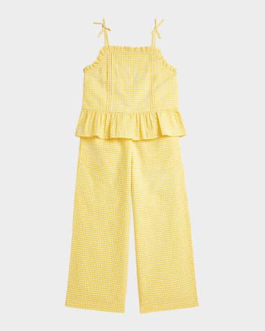 Ralph Lauren Childrenswear Girl's Gingham & Cherry-Print Peplum Top & Pants Set, Size 7-14