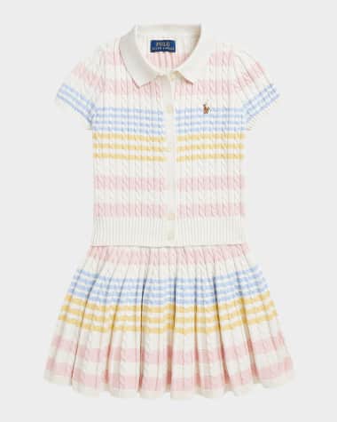 Ralph Lauren Childrenswear Girl's Two-Piece Stripe Cardigan and Skirt Set, Size 2-6X