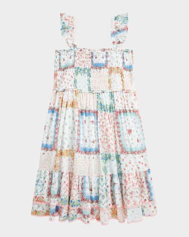 Ralph Lauren Childrenswear Girl's Patchwork-Print Smocked Dress, Size 7-14