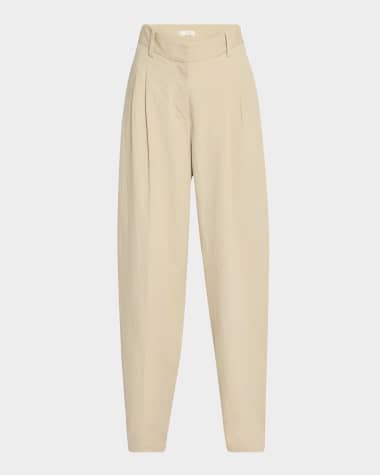 THE ROW Lilas Pleated Wide-Leg Cotton-Linen Pants