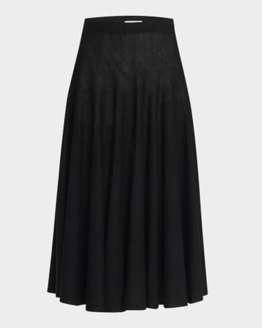 THE ROW Jaliah Cotton-Linen Knit Midi Skirt
