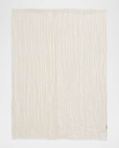 Brunello Cucinelli LIGHTWEIGHT LINEN HIGH SUMMER SCARF WITH STRIPES AND LUREX