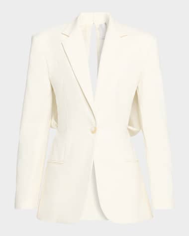Christopher Esber Intimate Bow-Back Twill Single-Breasted Blazer