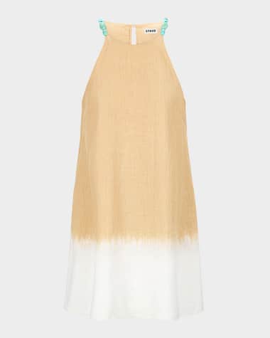 STAUD Cabo Tie-Dye Linen Dress