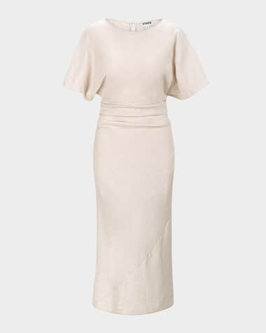STAUD Amelie Linen Midi Dress