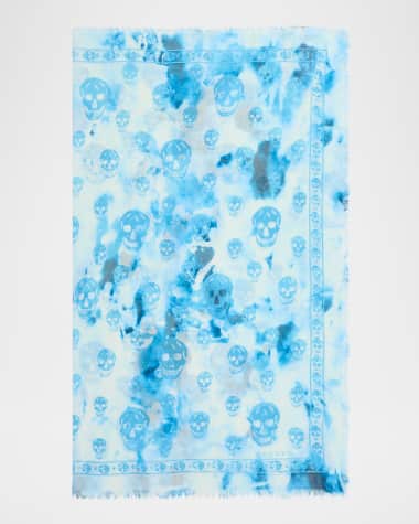 McQueen Men's Bleached Classic Skull Scarf