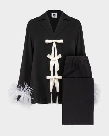 Sleeper The Bow Feather-Trim Pajama Set