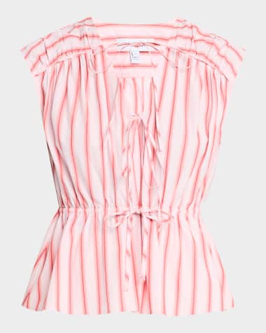 Derek Lam 10 Crosby Caroline Striped Double-Tie Top