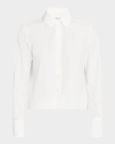 Derek Lam 10 Crosby Aria Pleated-Back Cropped Shirt
