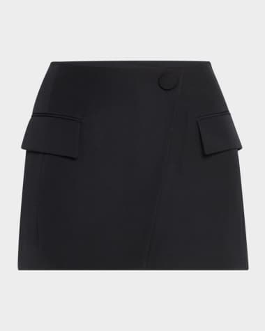 Balmain Asymmetric Grain De Poudre Mini Wrap Skirt
