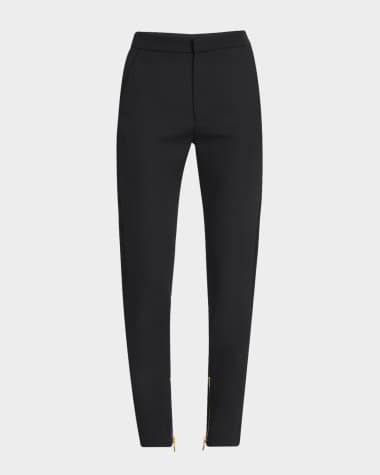 Balmain Zip-Hem Satin-Stripe Slim-Leg Grain De Poudre Pants