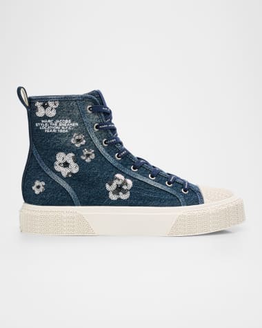 Marc Jacobs The Sequined Denim High-Top Sneakers