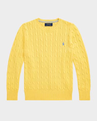 Ralph Lauren Childrenswear Boy's Cable Knit Embroidered Sweater, Size S-L