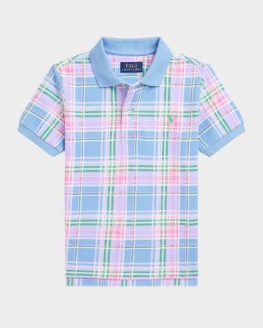 Ralph Lauren Childrenswear Boy's Plaid-Print Mesh Polo Shirt, Size 2-7