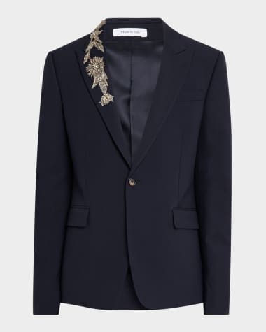 McQueen Men's Embroidered Wool Sport Coat