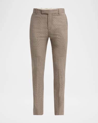 McQueen Men's Slim Plaid Cigarette Trousers