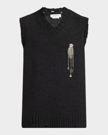 McQueen Men's Sweater Vest with Embellished Patch