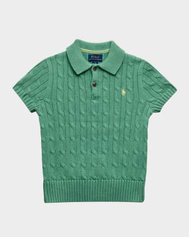 Ralph Lauren Childrenswear Boy's Cable Knit Polo Shirt, Size 2-7