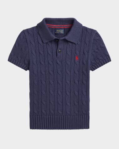 Ralph Lauren Childrenswear Boy's Cable Knit Polo Shirt, Size 2-7