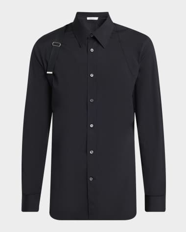 McQueen Men's Logo-Tape Harness Dress Shirt